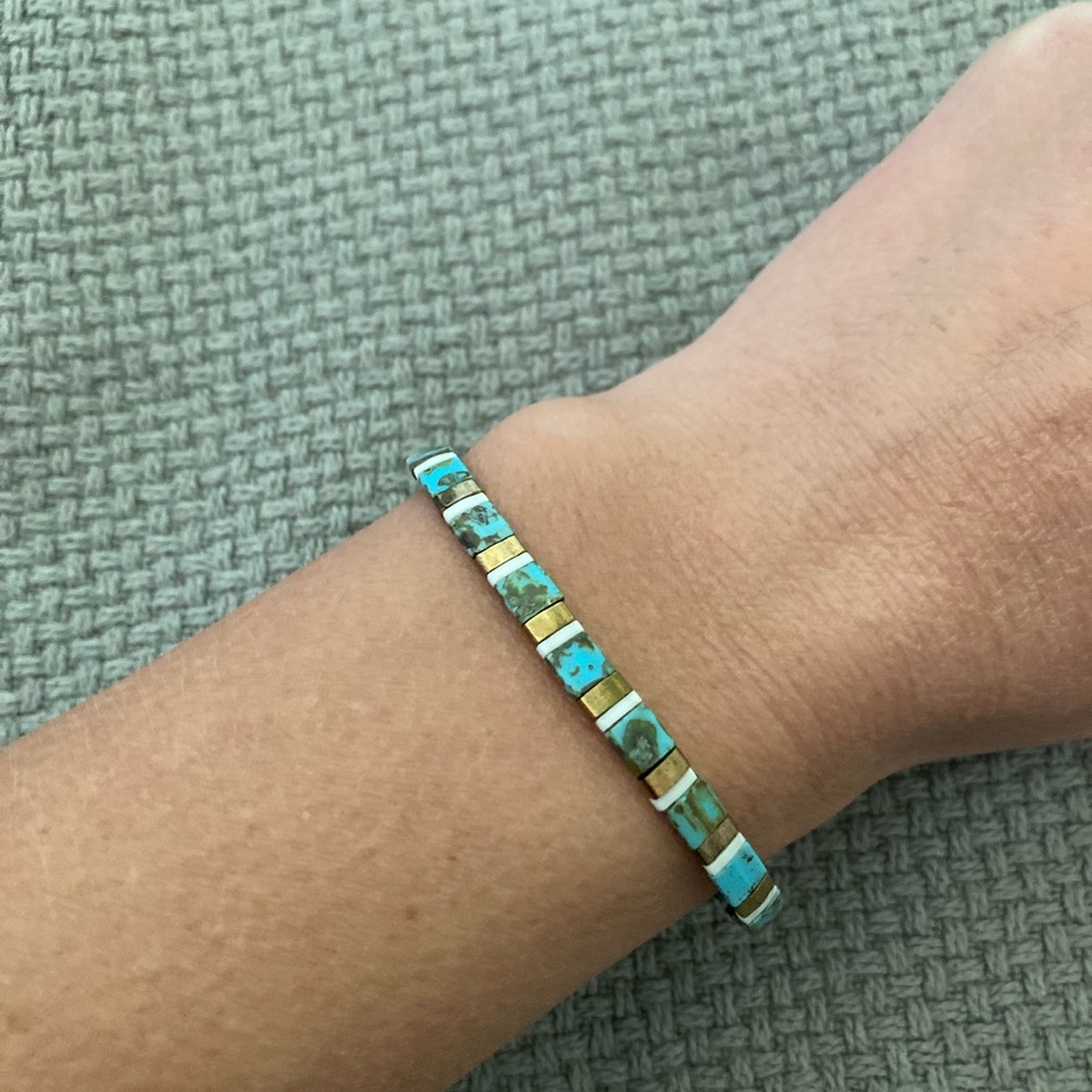 Turquoise and Gold Tila Bracelet
